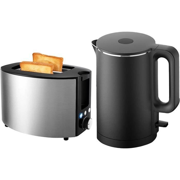 Ensemble Bouilloire Et Grille-pain HOMCOM 2200W - Bouilloire 1,7L Avec Thermostat - Grille-pain 2 Tranches, 7 Niveaux - 7