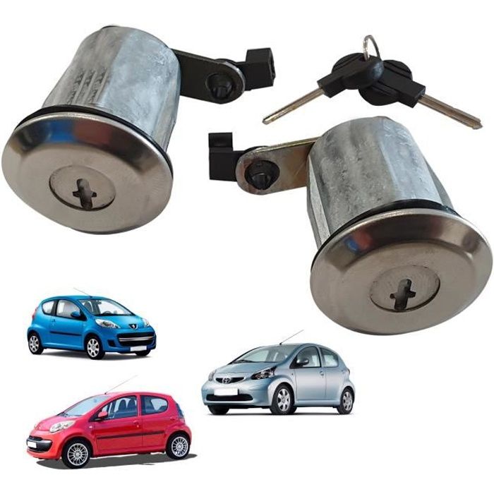 Barillet Serrure Cylindre de Porte Gauche et Droit prévu pour Citroën C1 Peugeot 107 Toyota Aygo