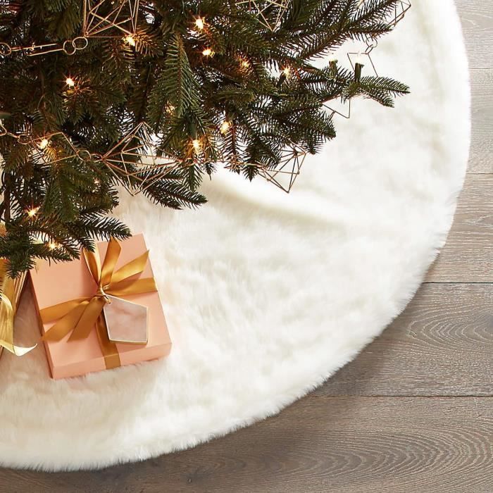 Jupe De Sapin De Noël 48 Pouces - Blanc Neige - Fausse Fourrure - Neuf