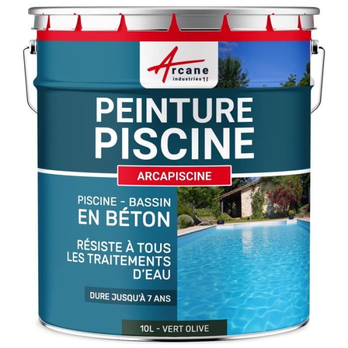 Peinture Piscine Bassin Béton ARCAPISCINE Ciment Décoration Imperméable Vert olive ral 6003 - 10 L