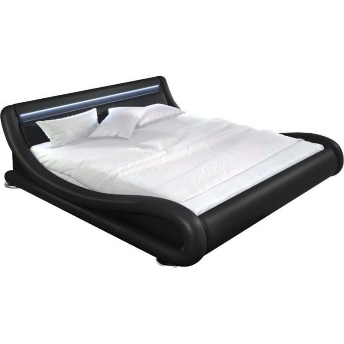 Lit Adulte 140x190 Cm En Pvc Avec Led Coloris Noir Achat Vente