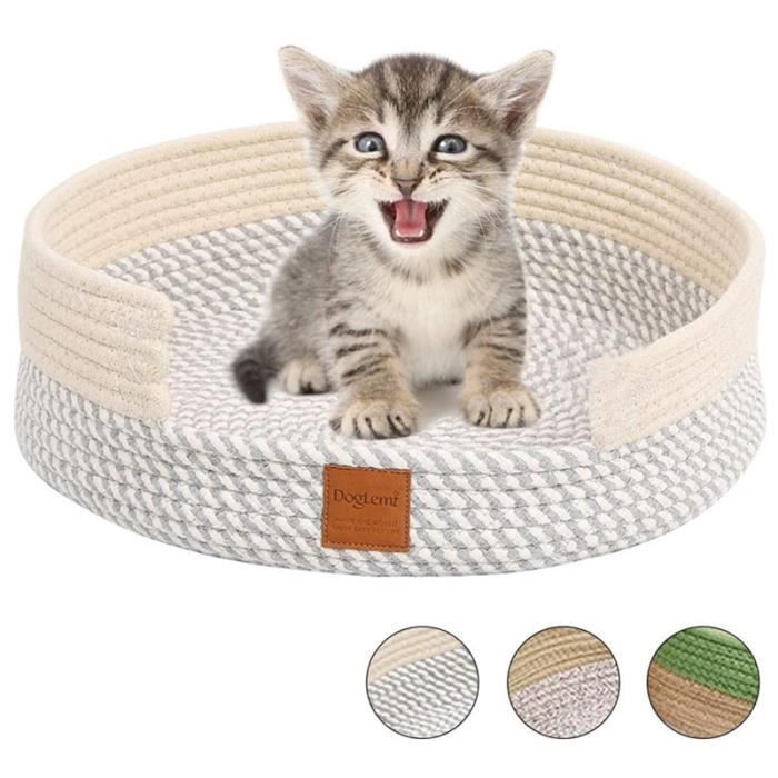 Meilleurs prix pour Rond Panier Chat, Tricot à La Main Panière Chat Corde de Coton Griffoir Scratch Été Lit Chat Nid douillet Chat Plat Lavable Pliable