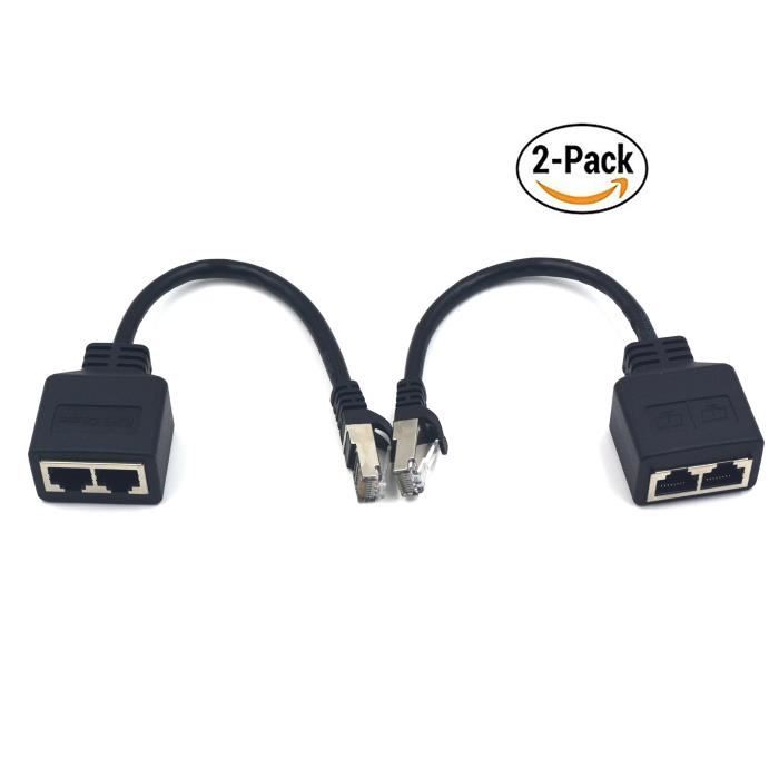 Duttek 1 Paire Rj45 Femelle 2 En 1 Male Coupler Cable Adaptateur Adaptateur Rj45 1 Male Vers 2 Femelles Pour Ethernet Cat 5 Ca Prix Pas Cher Cdiscount