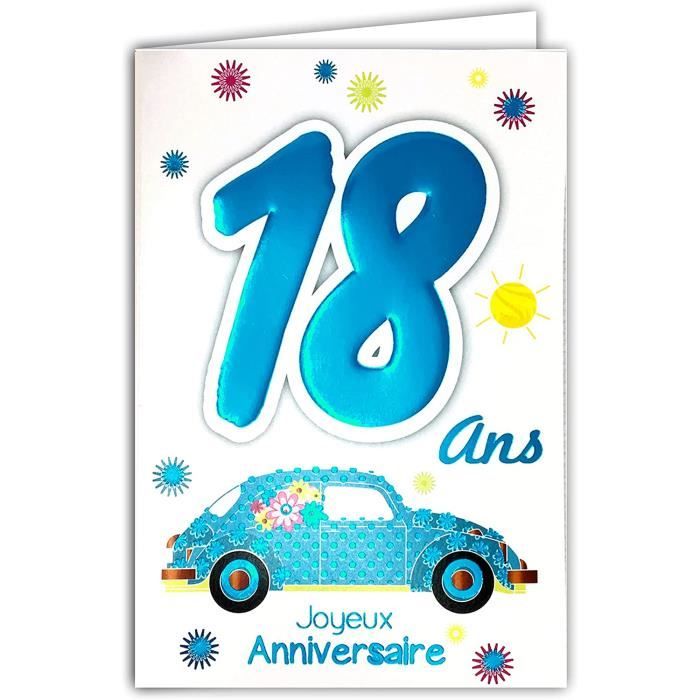 6918 Carte Joyeux Anniversaire 18 Ans Garcon Jeune Homme Adulte Motif Majorite Majeur Permis B Conduire Voiture 215 Cdiscount Bagagerie Maroquinerie