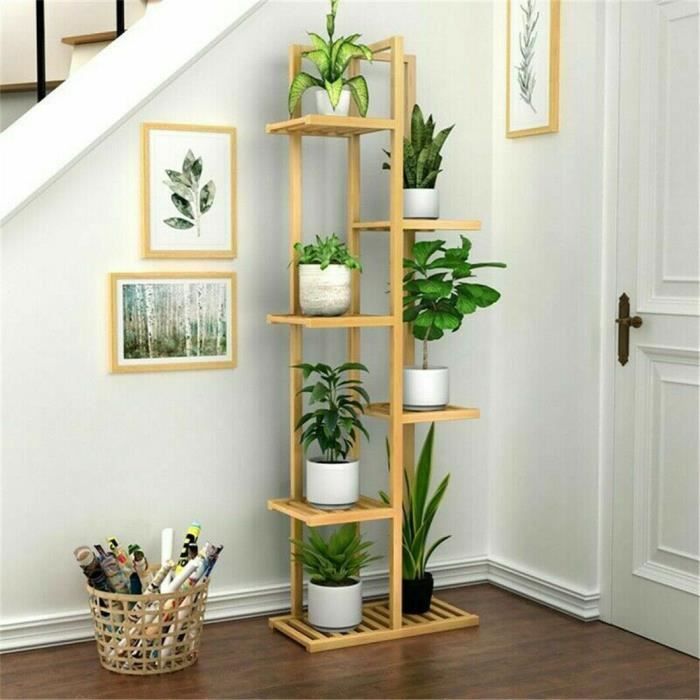 COSTWAY Support Pour Plantes En Bambou 9 Niveaux - 167x30x166CM
