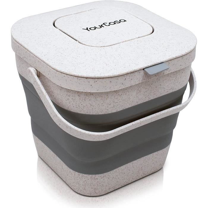 Bidone Compost Pieghevole YourCasa - 4L Per Rifiuti Organici, Lavabile E Inodore Con Filtro Carbone - Foto 7
