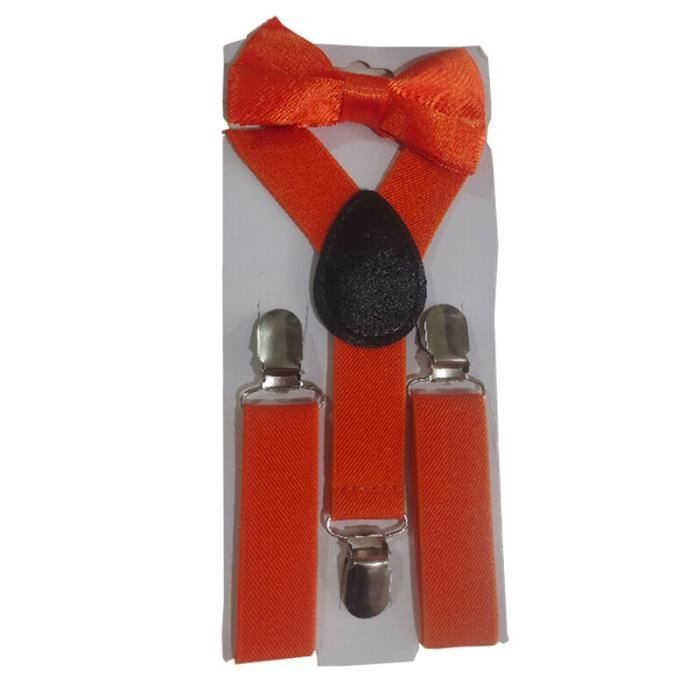 Ensemble Bretelles Et Nœud Papillon Enfant 3-8 Ans - Forme Y, 3 Clips - Largeur 2,5 Cm, élastique - Coloris Marron