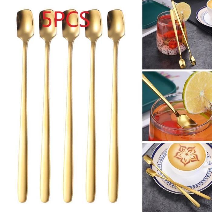 Cabilock Lot De 10 Touillettes Inox Longues Avec Boule - Agitateurs Réutilisables Pour Cocktails, Café, Thé