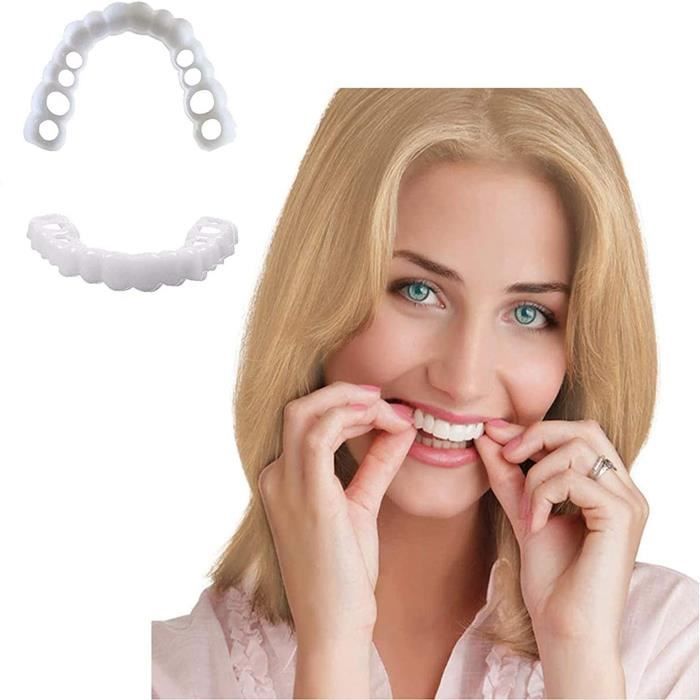 QQWD Silicone Dentier Haut Et Bas Sourire Parfait pour Homme Et Femme  Amovible Naturel Fausse Dents Provisoire Facette Denta[7698] - Cdiscount Au  quotidien