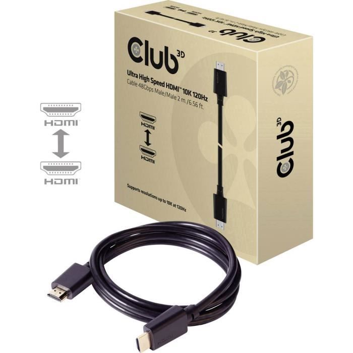 Câble de raccordement TV, écran [1x HDMI mâle - 1x HDMI mâle] club3D CAC-1372 CAC-1372 HDMI 2 m noir 1 pc(s)