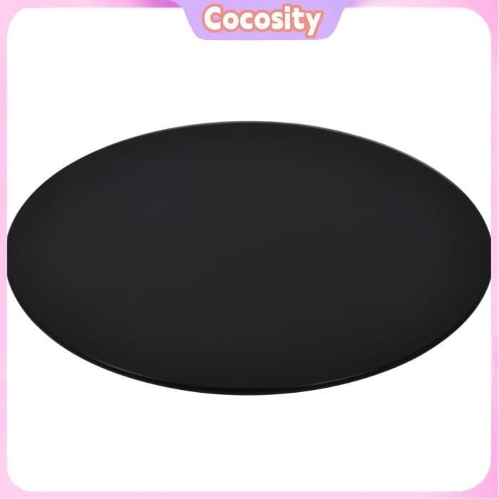 Plateau De Table Rond En Verre Trempé Noir - Diamètre 60 Cm, épaisseur 0,8 Cm, Design Marbre, Facile à Nettoyer - 9