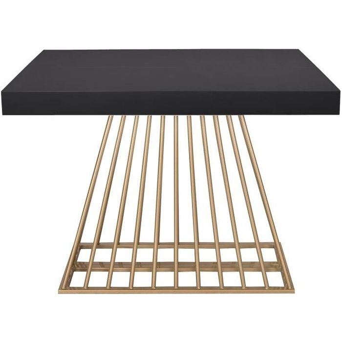 Table extensible à rallonges Solix MENZZO - Bois/Noir - 10 personnes - Pieds design en métal