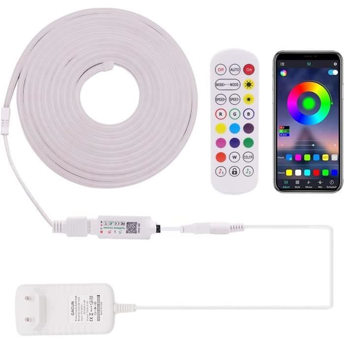 Bande LED Néon RGB 3M Imperméable - Décoration Lumineuse Avec Télécommande