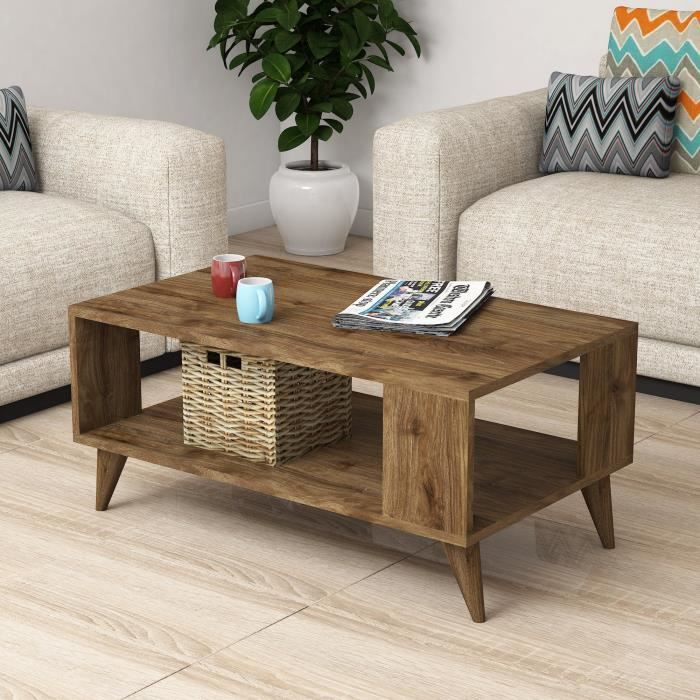 table basse rajah - emob - rectangulaire - blanc - 90x41x54cm - aspect bois