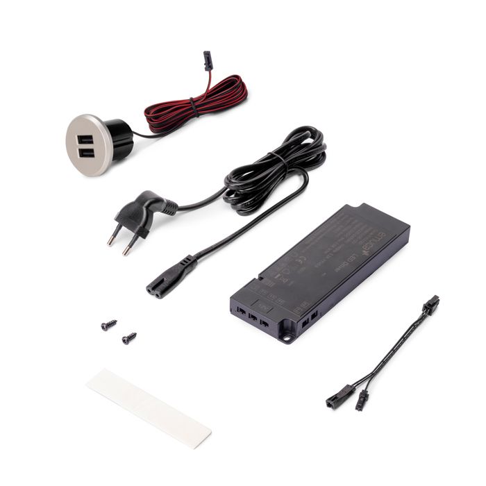Connecteur USB encastré - EMUCA - Kit Plugy - 2 ports USB type A - Gris métallisé - Plastique Connecteur USB encastré - EMUCA - Kit Plugy - 2 ports USB type A - Gris métallisé - Plastique