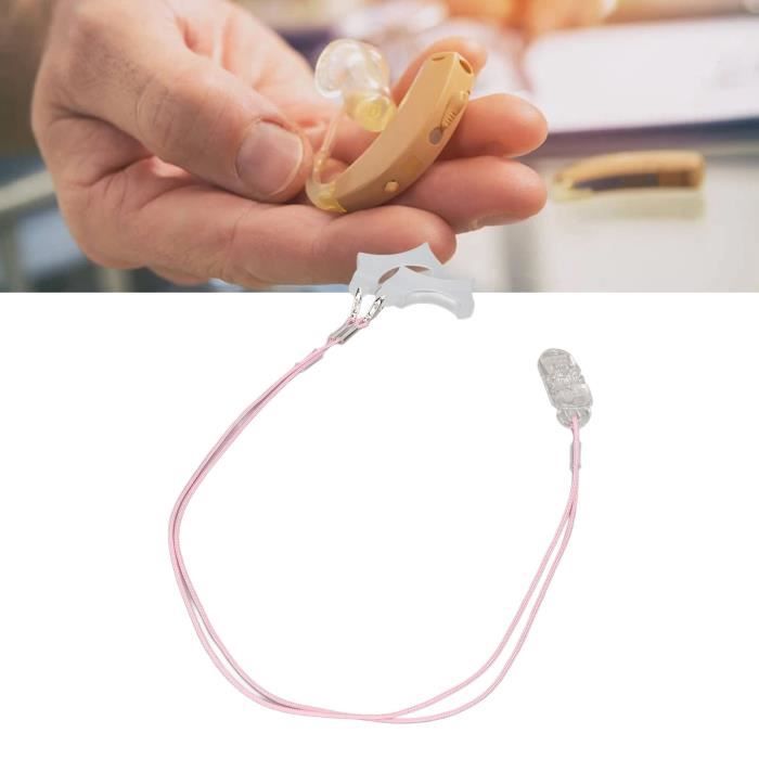 Comparer les prix de Longe anti-perte pour appareil auditif Sound Aid Longe anti-perte Nylon pince transparente cordon rose grand unique A675 PN019