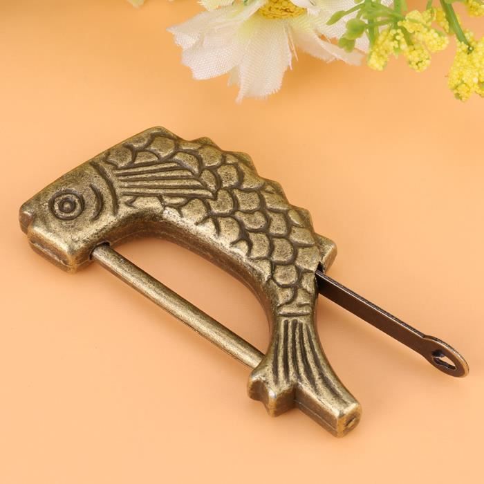 Serrure antique Metal Fish Shaped Lock, Antique Fish Shaped Bronze ...