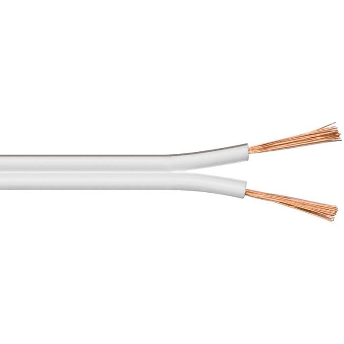 câble blanc de 25 m, diamètre du câble 2 x 1,5 mm²
