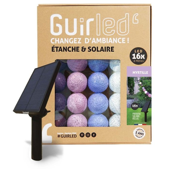 Myrtille Guirlande extérieur Guirlande lumineuse boule étanche &amp  solaire LED - Longueur:16 boules