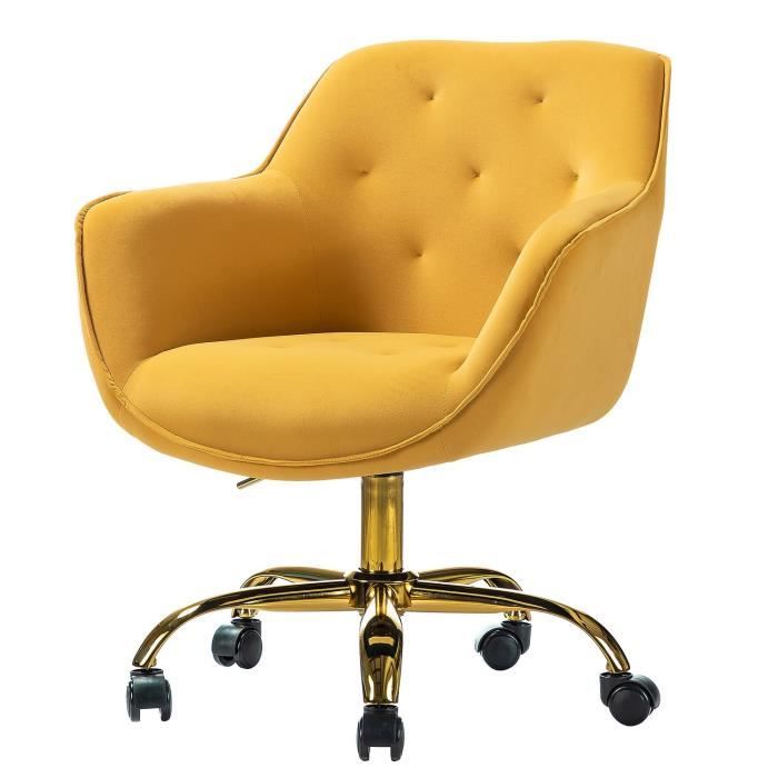 Chaise De Coiffeuse Pivotante Avec Roulettes - Velours, Réglable En Hauteur, Rose - 10