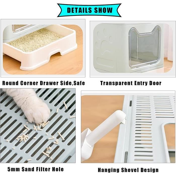 Comparer les prix de HUOLE. bac litiere pour Chat, litiere pour Chat Grande boîte à litière BAC A LITIERE, 51*41*38cm