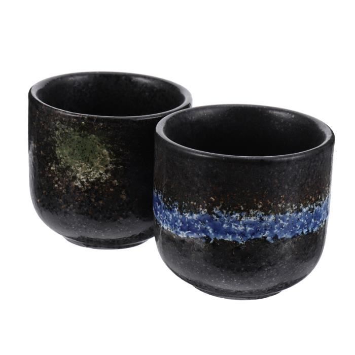 Tasse à thé japonaise, ensemble de tasses à thé en céramique, ensemble de 4 tasses à la main, multicolores, tasses en céramique émaillée flambée, pour la maison, le bureau, les cadeaux, les
