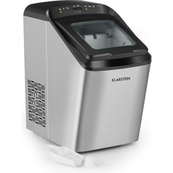 Klarstein Partytime Machine à glaçons - glace claire , 2 tailles de cube , 15kg-24h - Inox argent