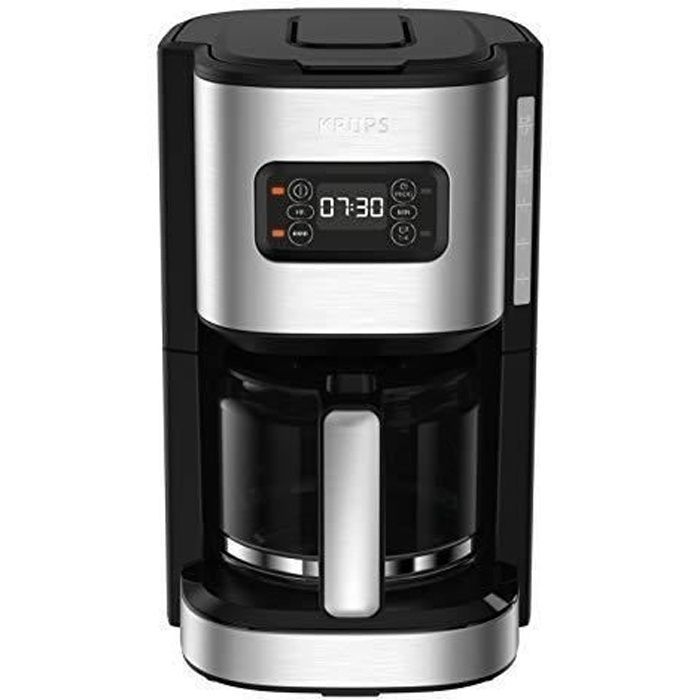 Krups Excellence Cafetière Electrique Inox 1,25 L Programmable 24h Sélecteur Puissance d'Infusion Fonction 1/4 Tasses Auto-Off Après