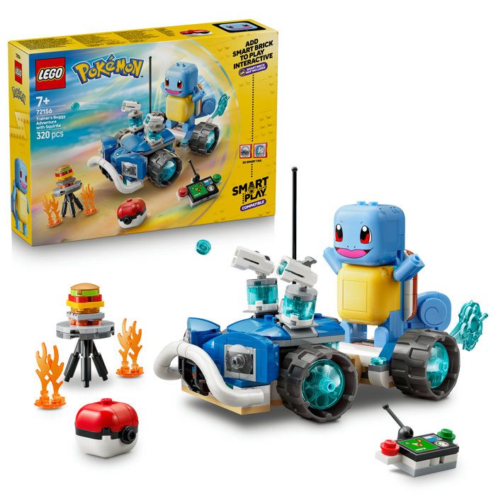 LEGO Pokémon 72156 Set de construction compatible SMART Play™ Carapuce Aventure avec le buggy du Dresseur Dès
