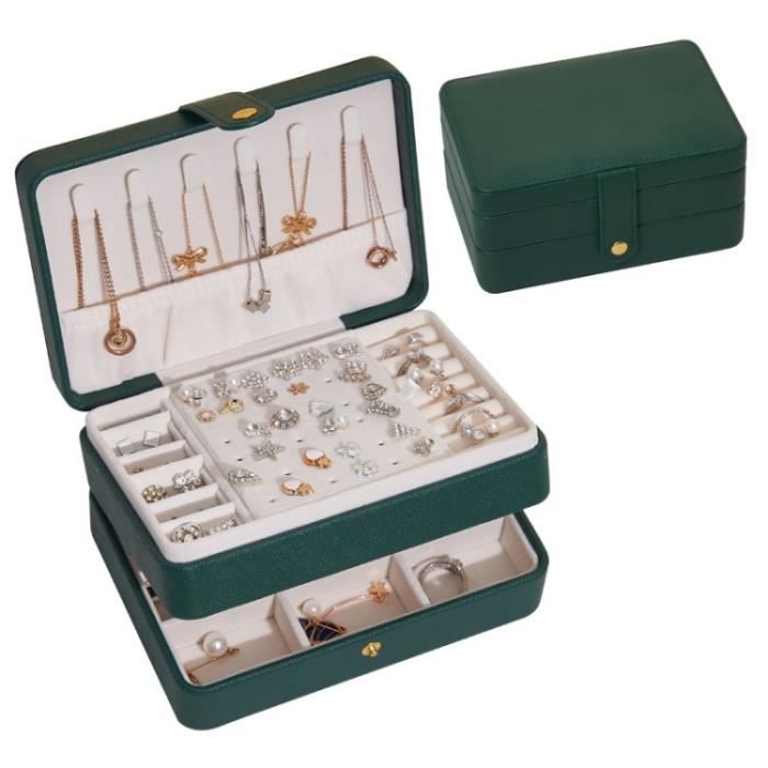 Boîte à Bijoux En Cuir - Rangement Maquillage, Boucles D'oreilles - Coffret Sans Marque
