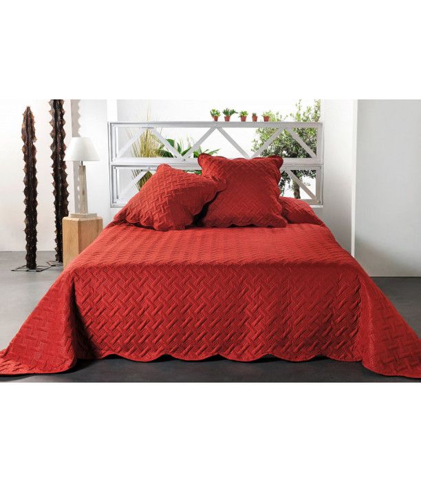 Boutis contemporain terre cuite - Taille: 150x150cm - Coloris: Rouille