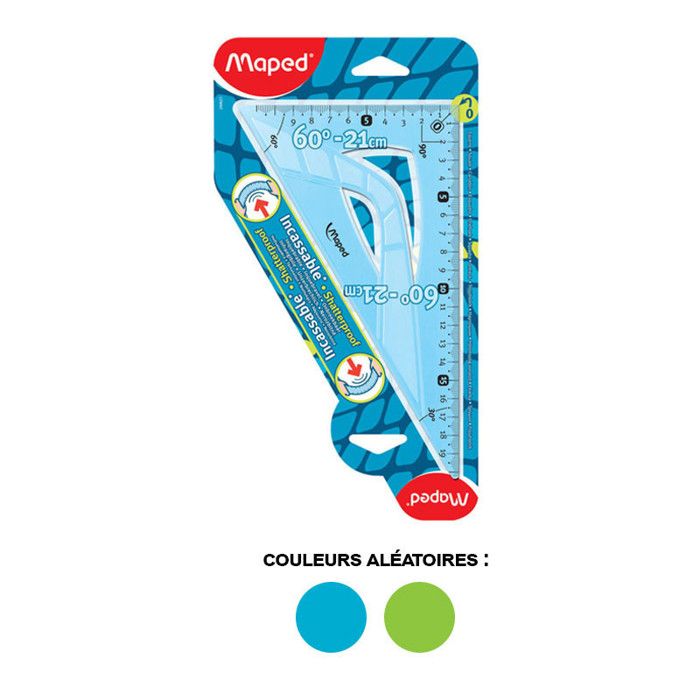 Equerre - Scolaire - 60° et 45°- 2 en 1 - Plastique - Incassable ...