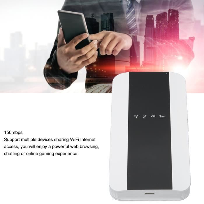 Hotspot WiFi Portable 4G LTE - Routeur MiFi Avec Slot Carte SIM - Déverrouillé, Batterie 2100 MAh - Pour Voyages, Camping