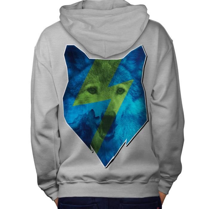 Sweat-Shirt Aquarelle Loup Gris – Unisexe Homme Femme, Imprimé Artistique, Coton Polyester Confortable, Style Nature