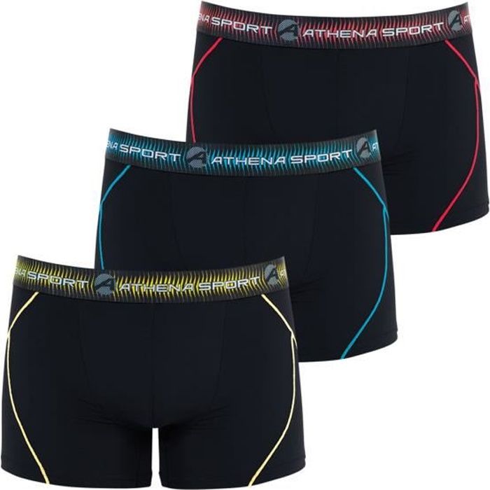 ATHENA Lot de 3 boxers Training Noir HOMME Noir Cdiscount Pr t