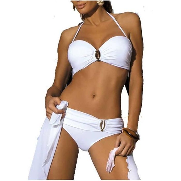 Maillot de Bain Grande Taille Femme Bikini Femme 2 Pièces Baseball Bohemian  Halter à séchage Rapide à Pois Taille Haute Push Up : : Mode