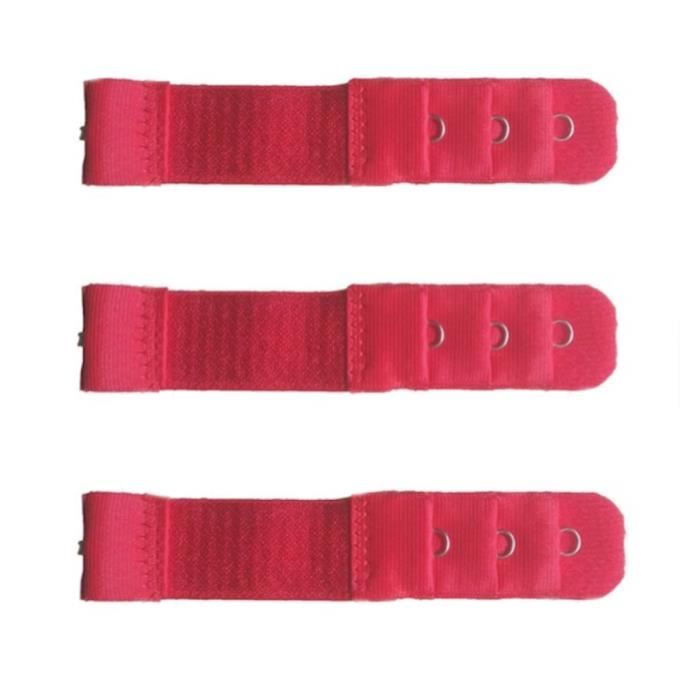 Astuce 1 lot de 3 rallonges extension 8/10 cm pour soutien gorge 1 crochet Rouge 