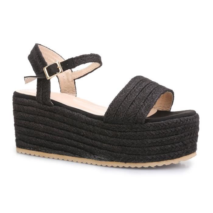 sandale plateforme noir