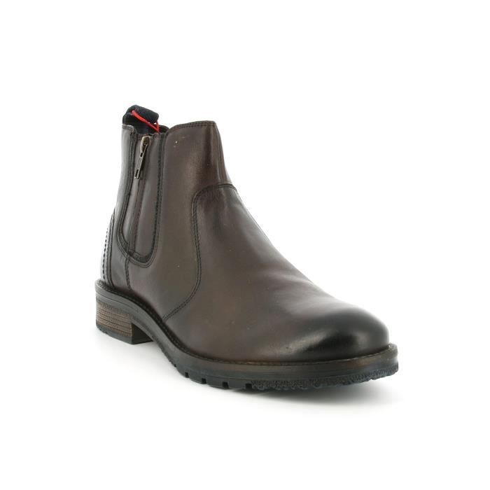 Bottes homme WRANGLER BOOGIE ZIP WM02004A marron en cuir avec