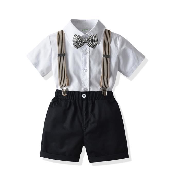 Ensemble Chemise Manches Courtes et Short à Bretelles pour Garçon