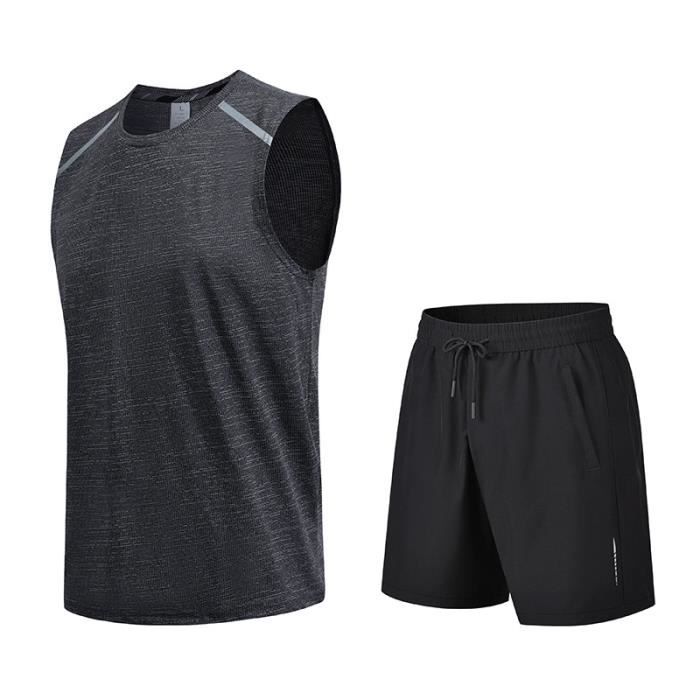 STHR Ensemble Jogging Homme Survêtement à Manches Courtes – Couleur Unie, Fermeture Éclair, Confortable Et Sportif