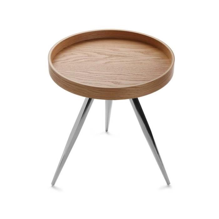 Table Basse Scandinave Bois Metal Ronde Achat Vente Table
