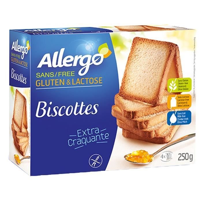 ALLERGO Biscottes diététiques sans gluten 250 g Cdiscount Au quotidien