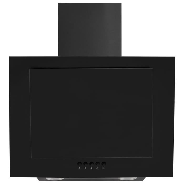 Hotte Aspirante Murale KKT KOLBE 60cm - Inclinée, Acier Inox Et Verre Noir - Classe A