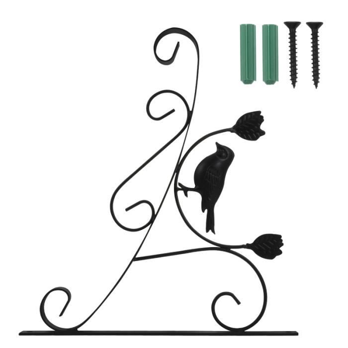 Lot De 2 Supports Muraux Pour Plantes Avec Crochet - En Fer Noir, Forme Ronde - Pour Pots Suspendus Intérieur/extérieur