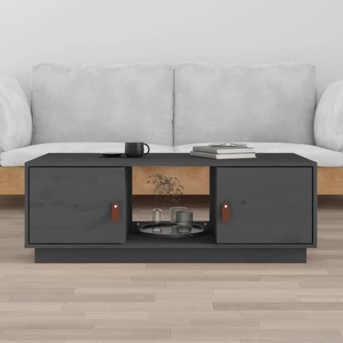 Table Basse Design Avec 2 Tiroirs Et Plateau Verre - 100x50x35 Cm, éclairage LED Contrôlable Par Appli - Noir - 9