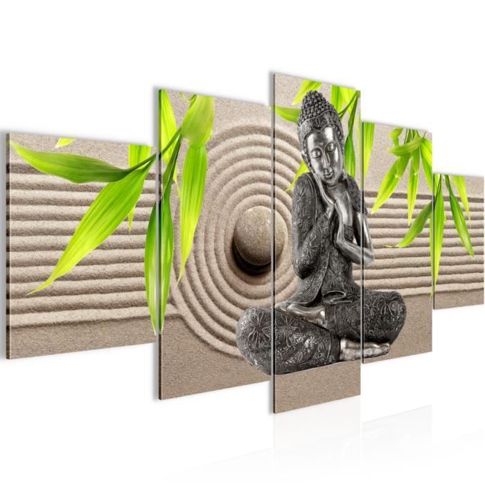 Quadro Murale Runa Art Tela Non Tessuta | 110g/m² | Spiaggia Pietre Feng Shui Turchese Grigio | Stampa Premium Con Bordi Stampati | Made In Germany 501644b