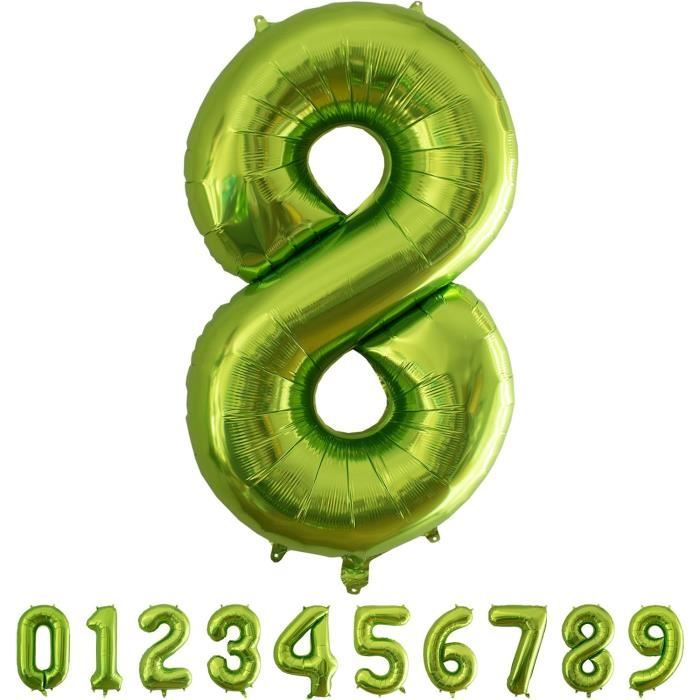 Ballon Chiffre Géant Vert Pixelisé 101 Cm - Pour Décoration De Fête D'anniversaire - 6