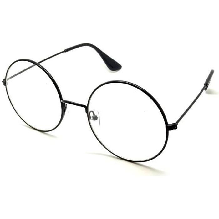 LUNETTES VUE SANS CORRECTION FINES RONDES NOIR ROND ROUND METAL VINTAGE RETRO