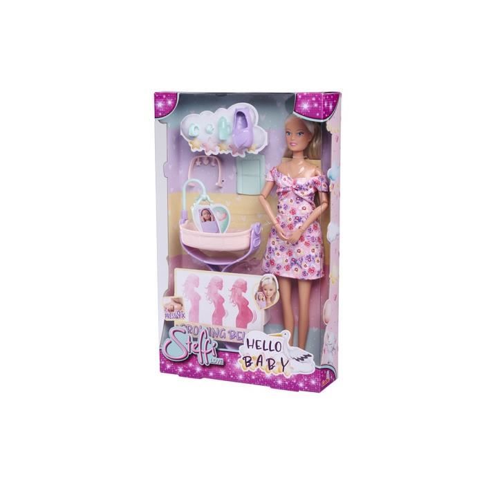Simba Smoby - Steffi Love - Future Maman - Poupée mannequin enceinte (29cm) - Accesoires pour bébé - Bouton pour faire grossir son ventre